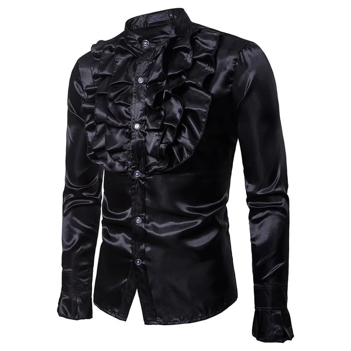Retro Steampunk Satin Shirt – glossy finish