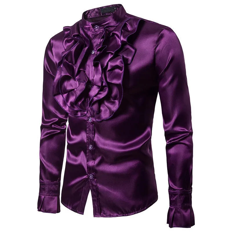 Retro Steampunk Satin Shirt – smooth fabric