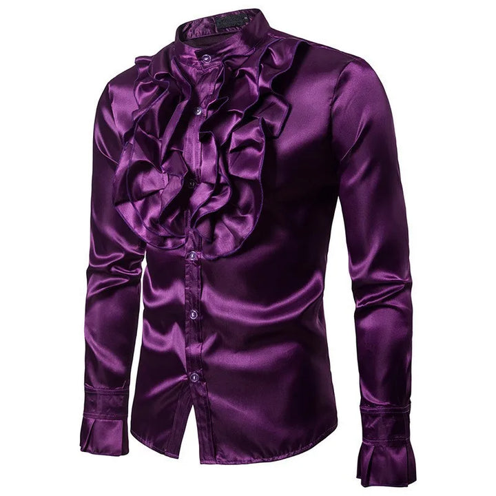 Retro Steampunk Satin Shirt – smooth fabric