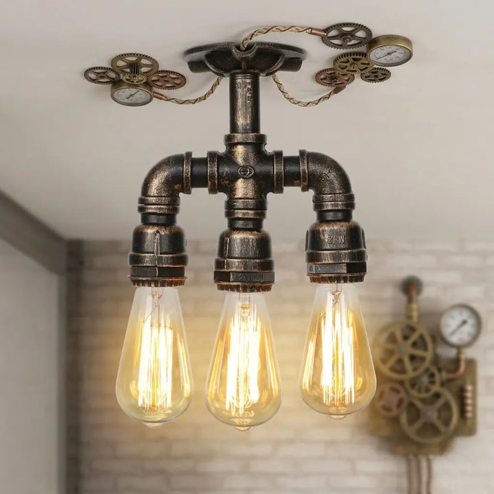 Retro Steampunk Triple-head Lamp