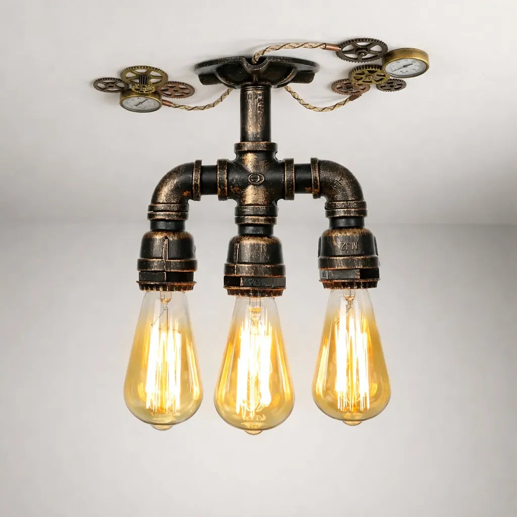 Retro Steampunk Triple-head Lamp Design