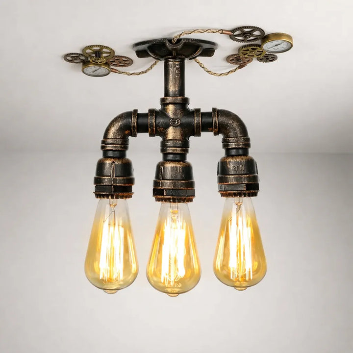 Retro Steampunk Triple-head Lamp Design