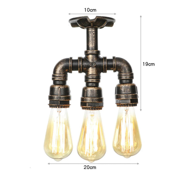 Retro Steampunk Triple-head Lamp Measurement