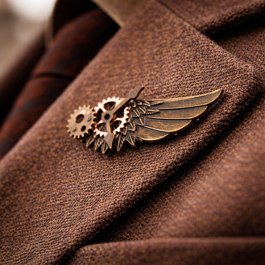 Retro Steampunk Wing Brooch 