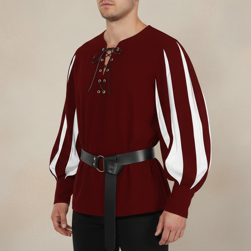 Retro Two-tone Steampunk Shirt With Puff Sleeves