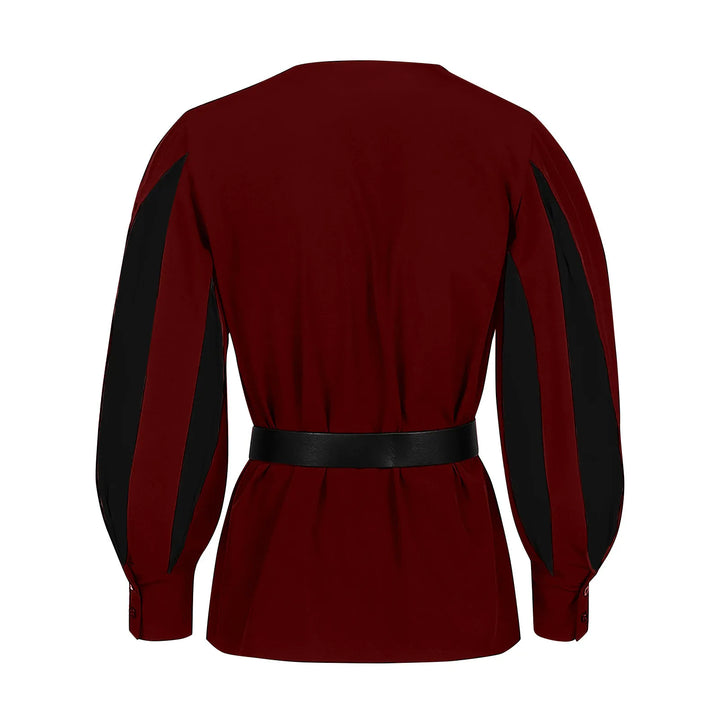 Retro Two-tone Steampunk Shirt With Puff Sleeves bold