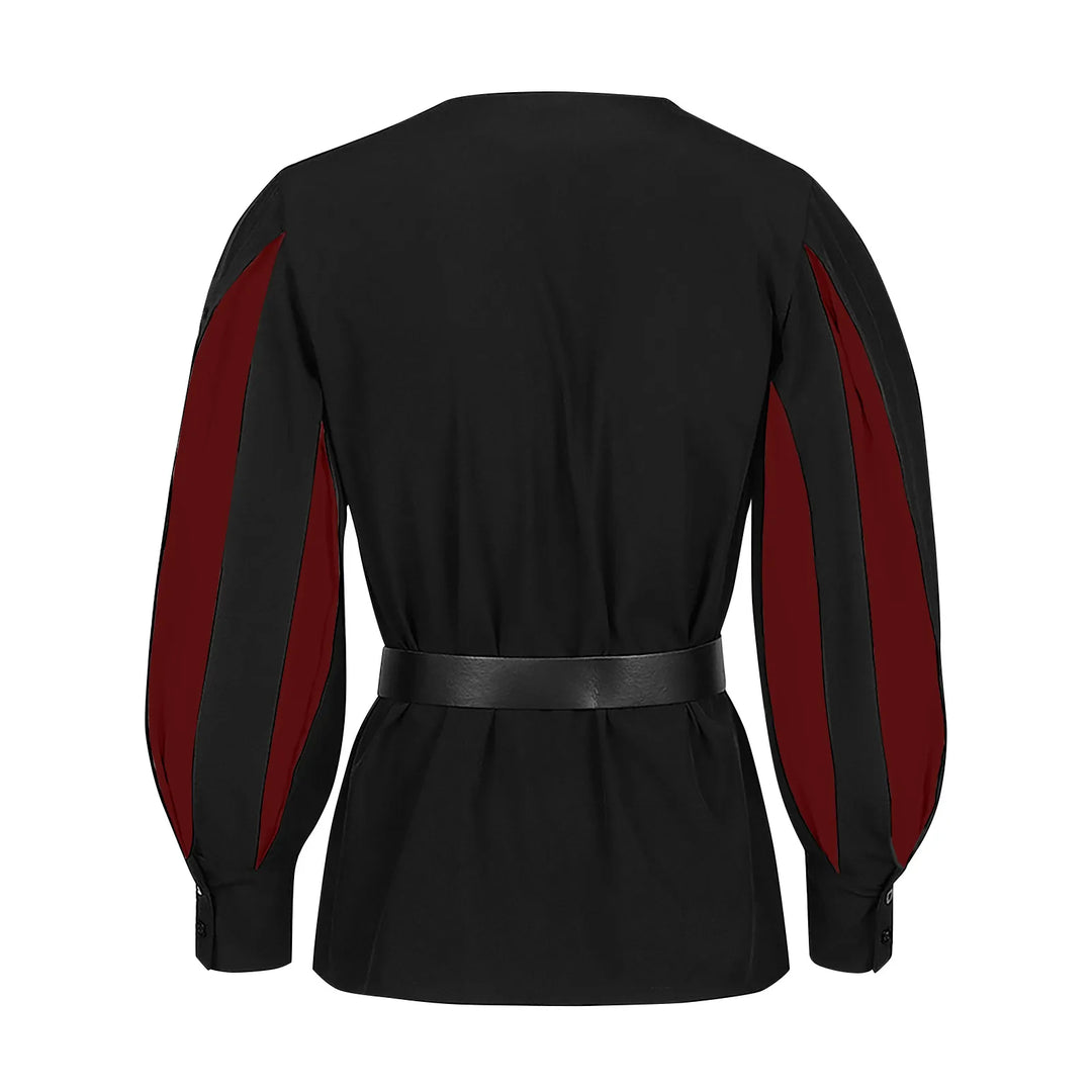 Retro Two-tone Steampunk Shirt With Puff Sleeves classic