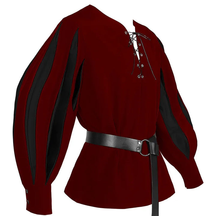 Retro Two-tone Steampunk Shirt With Puff Sleeves elegant