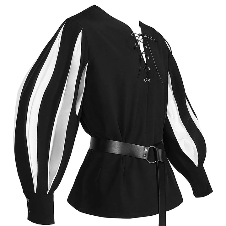Retro Two-tone Steampunk Shirt With Puff Sleeves modern