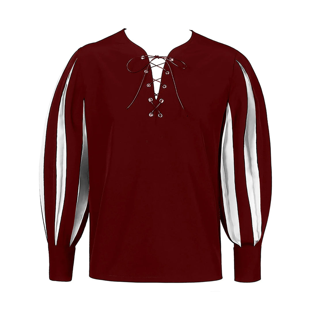 Retro Two-tone Steampunk Shirt With Puff Sleeves stylish