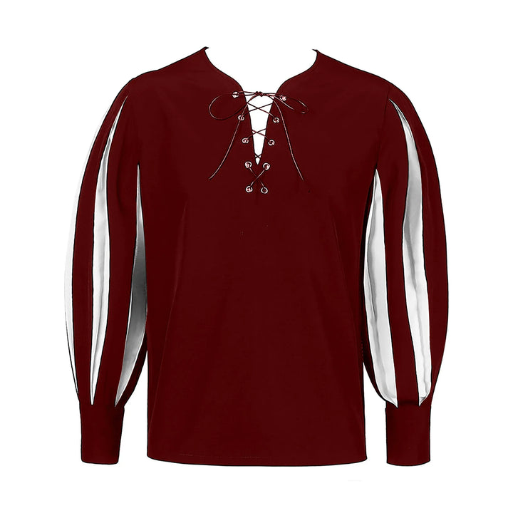 Retro Two-tone Steampunk Shirt With Puff Sleeves stylish