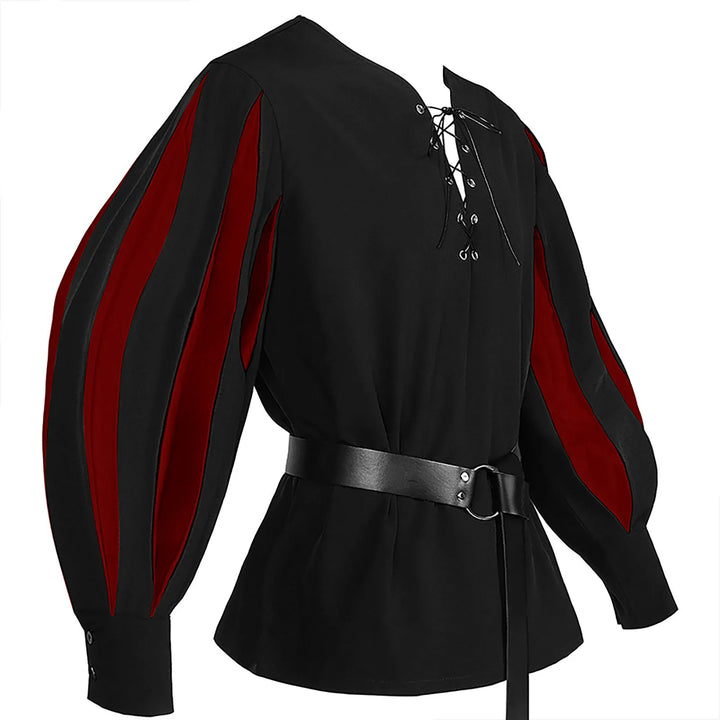 Retro Two-tone Steampunk Shirt With Puff Sleeves unique