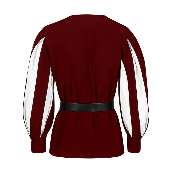 Retro Two-tone Steampunk Shirt With Puff Sleeves vintage