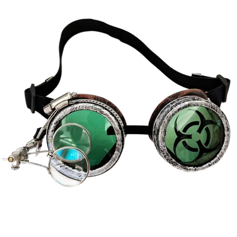 Retro Victorian Steampunk Goggles Green
