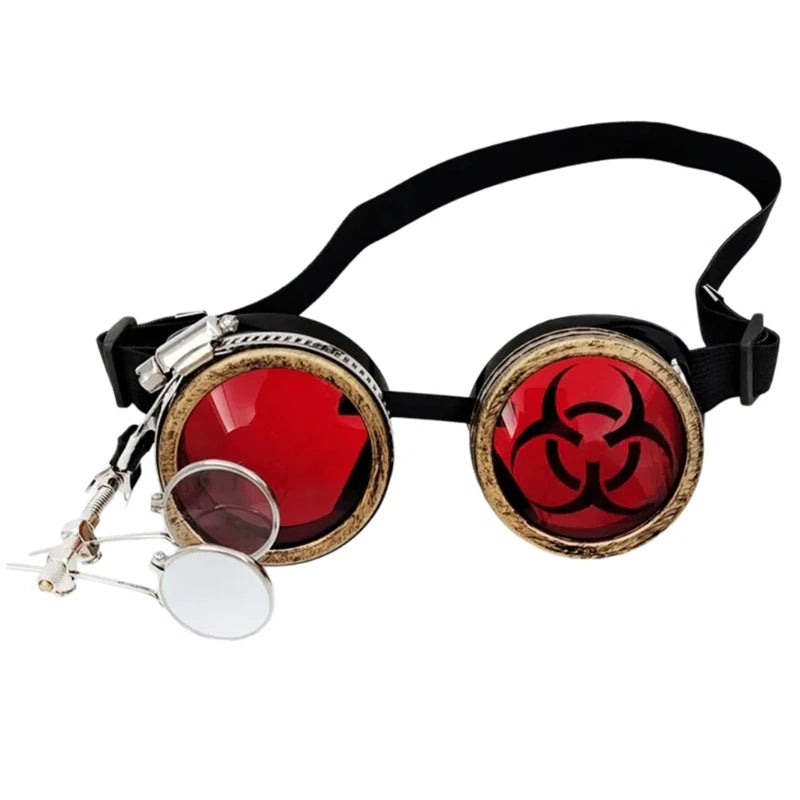 Retro Victorian Steampunk Goggles Red