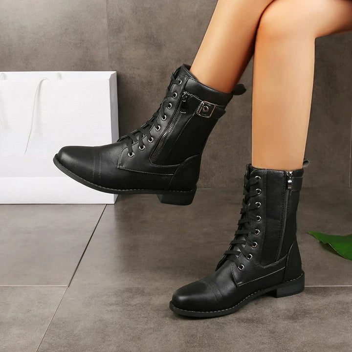 Retro flat steampunk ankle boots classic design