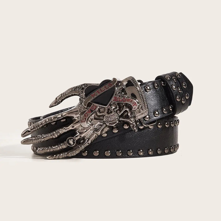 Riveted Steampunk Skeleton Hand Belt Black