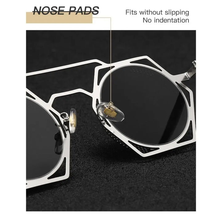 Round Hexagonal Steampunk Sunglasses – industrial look