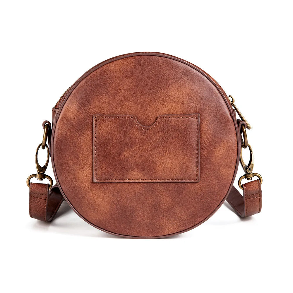 Round Steampunk Crossbody Bag With A Watch elegant