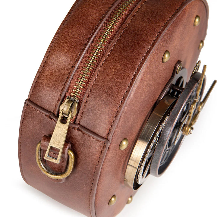 Round Steampunk Crossbody Bag With A Watch perfect