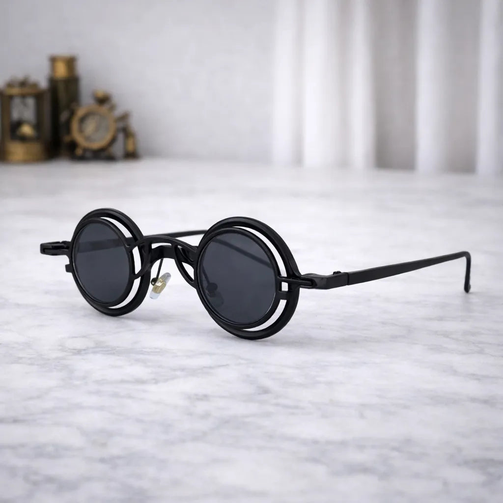 Round Steampunk Glasses with Removable Clip-on Lenses