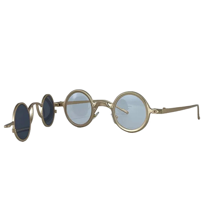 Round Steampunk Glasses with Removable Clip-on Lenses