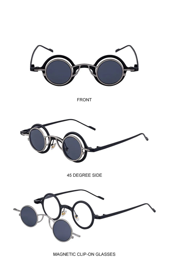 Round Steampunk Glasses with Removable Clip-on Lenses – cosplay ready