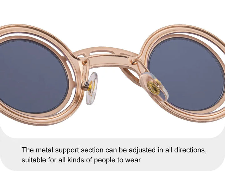 Round Steampunk Glasses with Removable Clip-on Lenses – metallic finish