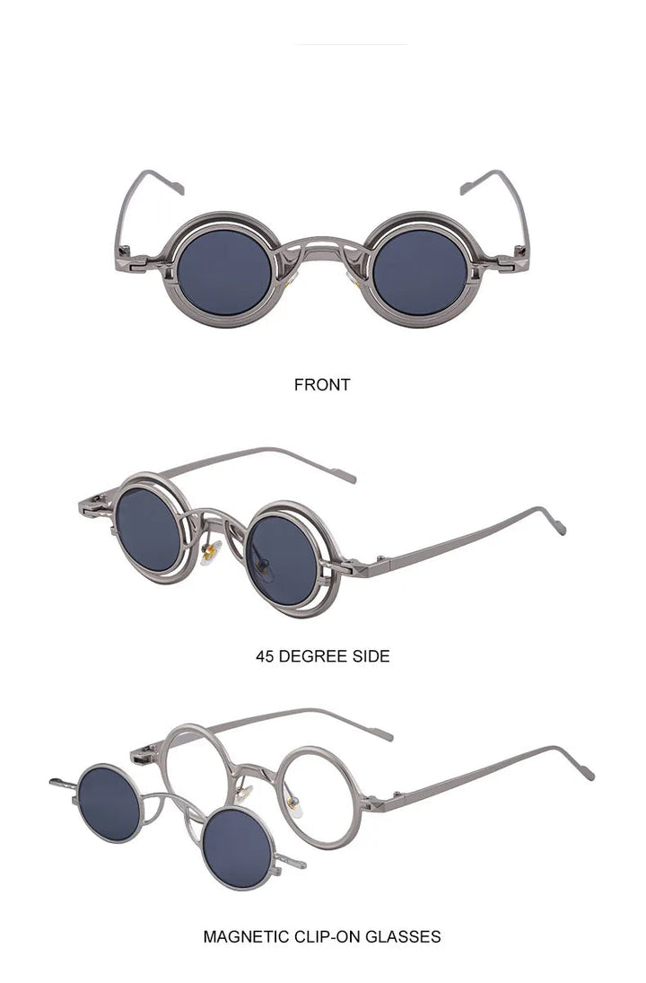 Round Steampunk Glasses with Removable Clip-on Lenses – premium quality