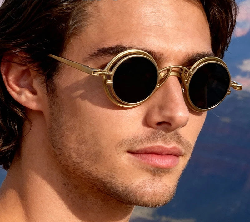 Round Steampunk Glasses with Removable Clip-on Lenses – vintage style