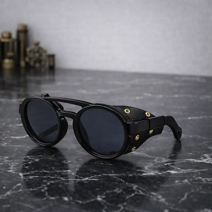 Round Steampunk Sunglasses Side Shields
