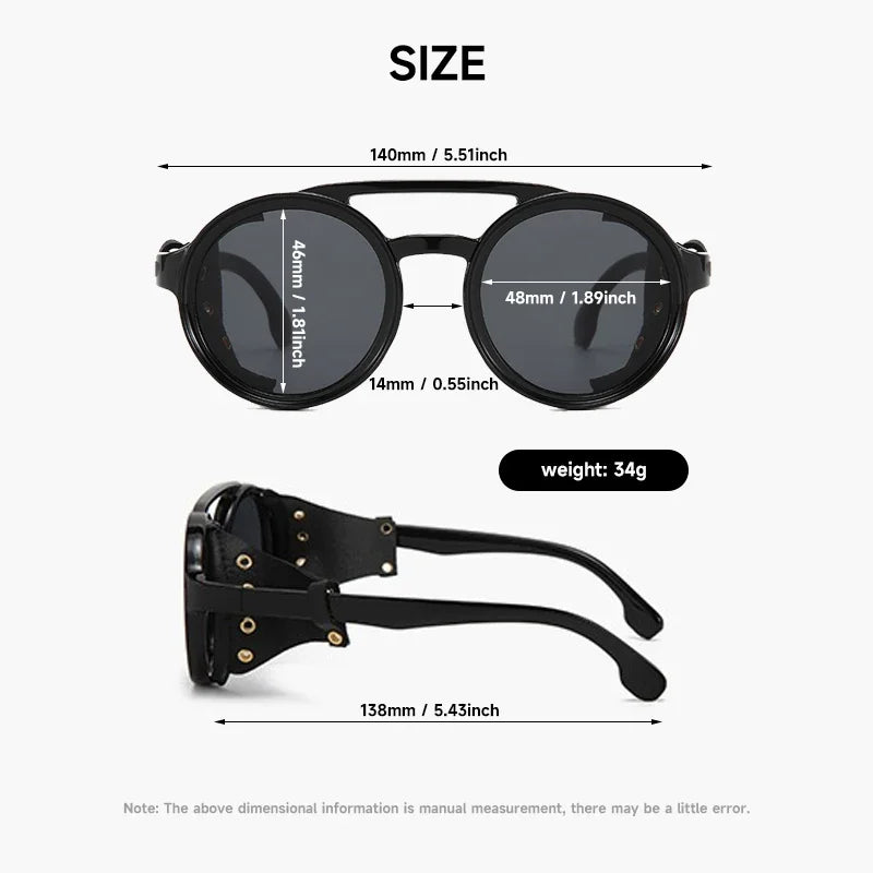 Round Steampunk Sunglasses Side Shields – metal frame