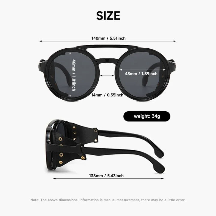 Round Steampunk Sunglasses Side Shields – metal frame