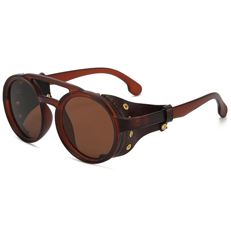 Round Steampunk Sunglasses Side Shields – protective design