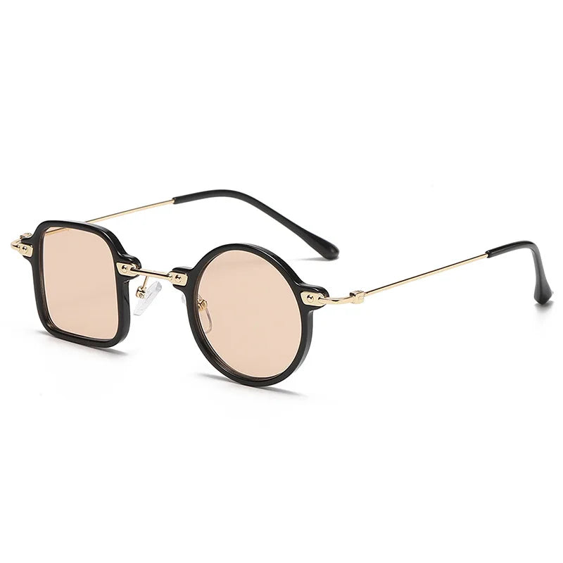 Round and Square Steampunk Sunglasses Beige
