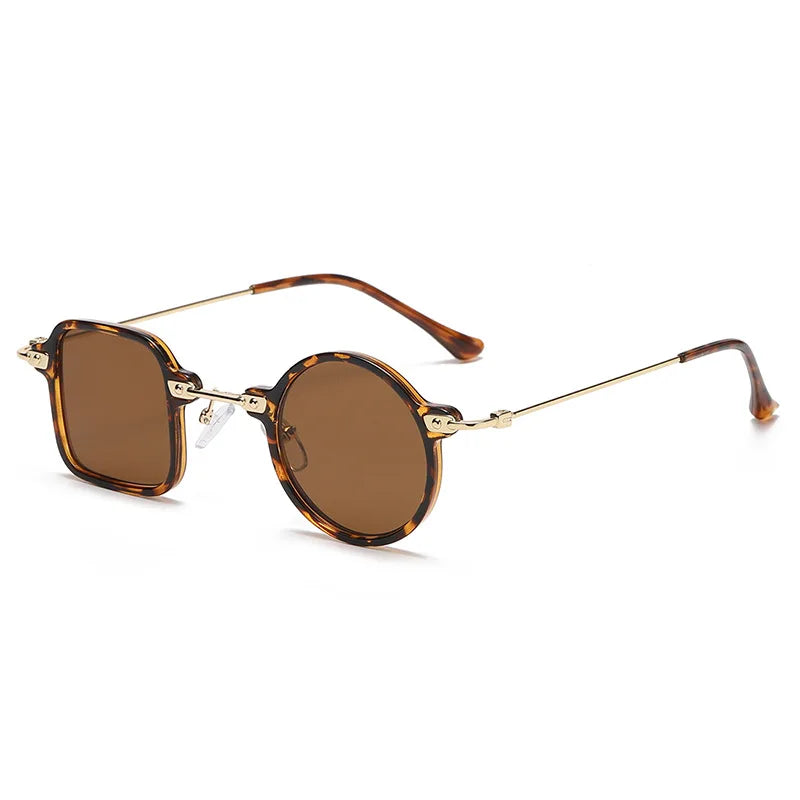 Round and Square Steampunk Sunglasses Brown