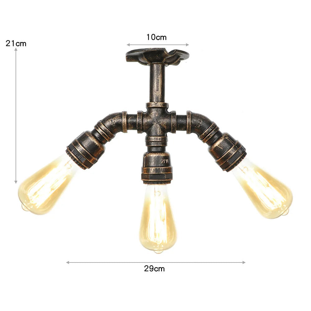 Rust-effect Retro Steampunk Lamp Measurement