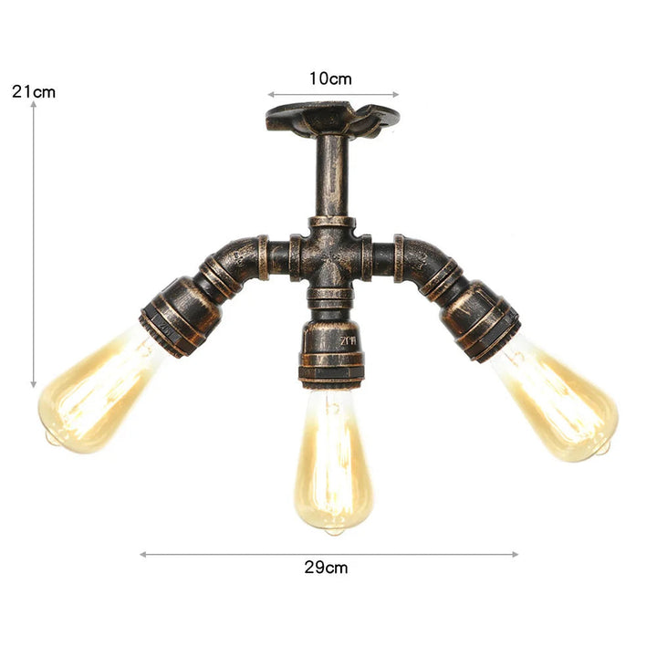 Rust-effect Retro Steampunk Lamp Measurement