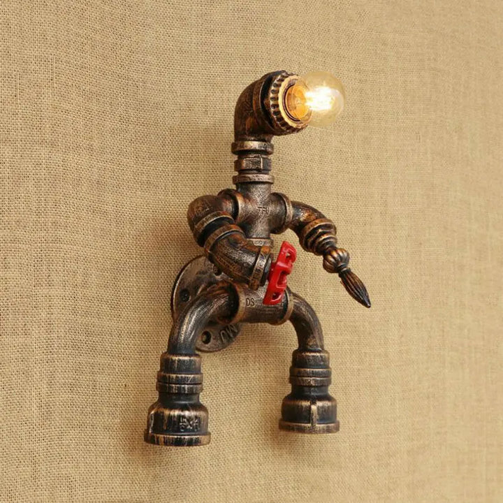 Rusty Robot Steampunk Lamp