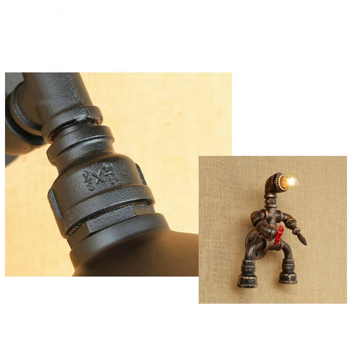 Rusty Robot Steampunk Lamp Black