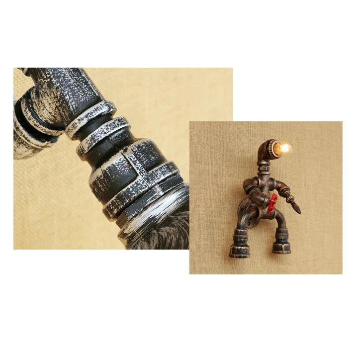 Rusty Robot Steampunk Lamp Silver