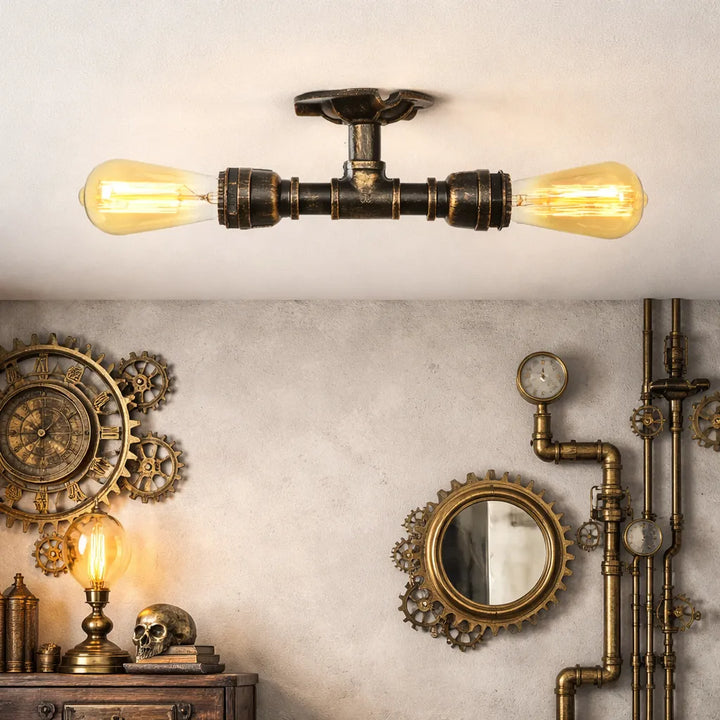 Rusty Steampunk Water Pipe Lamp