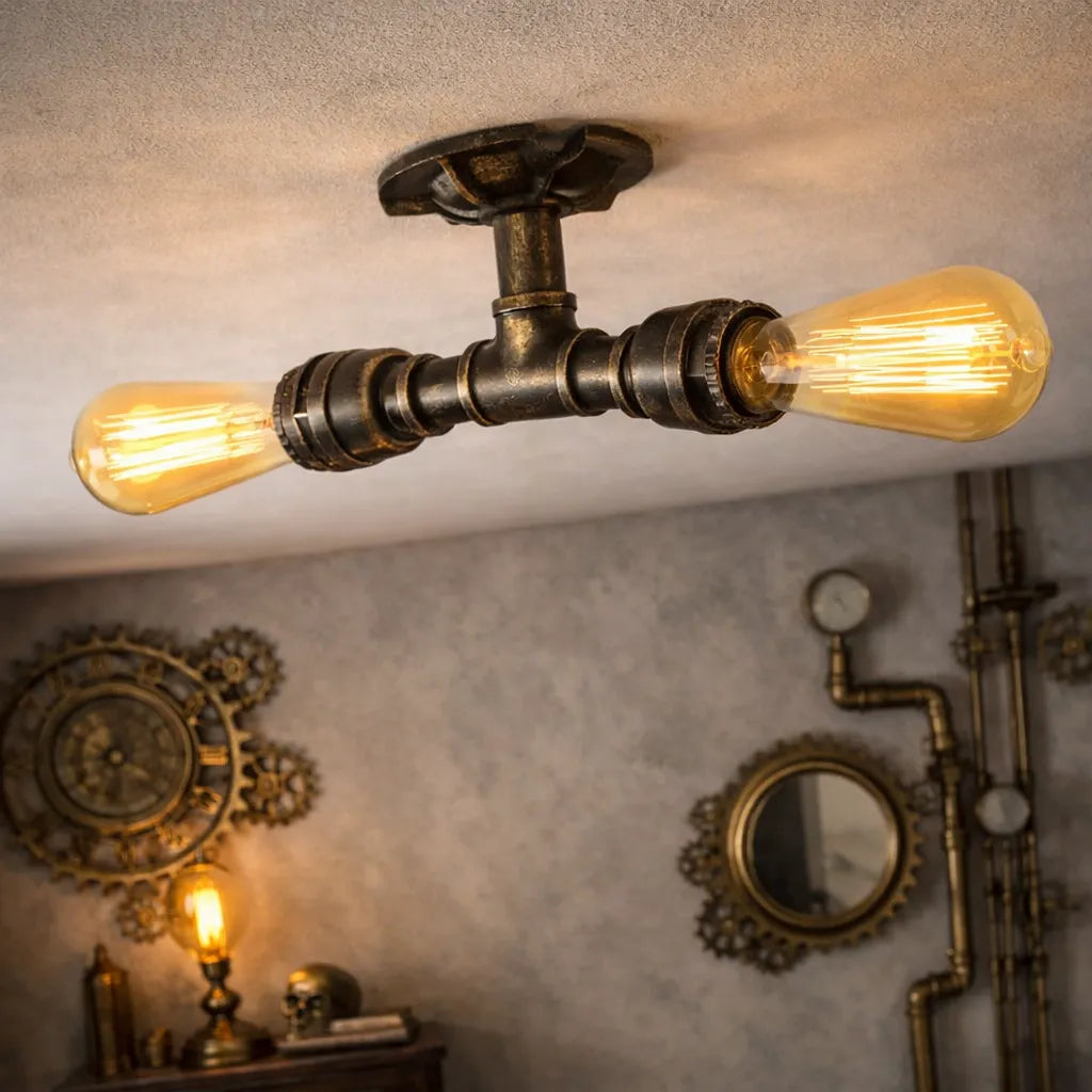 Rusty Steampunk Water Pipe Lamp Design