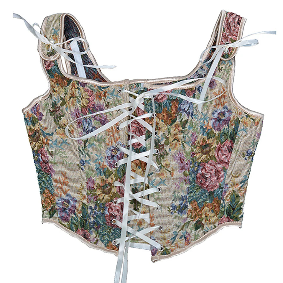 トップス Flower Pattern Motif Bustier Flower Victorian Corset – Steampunkstyler