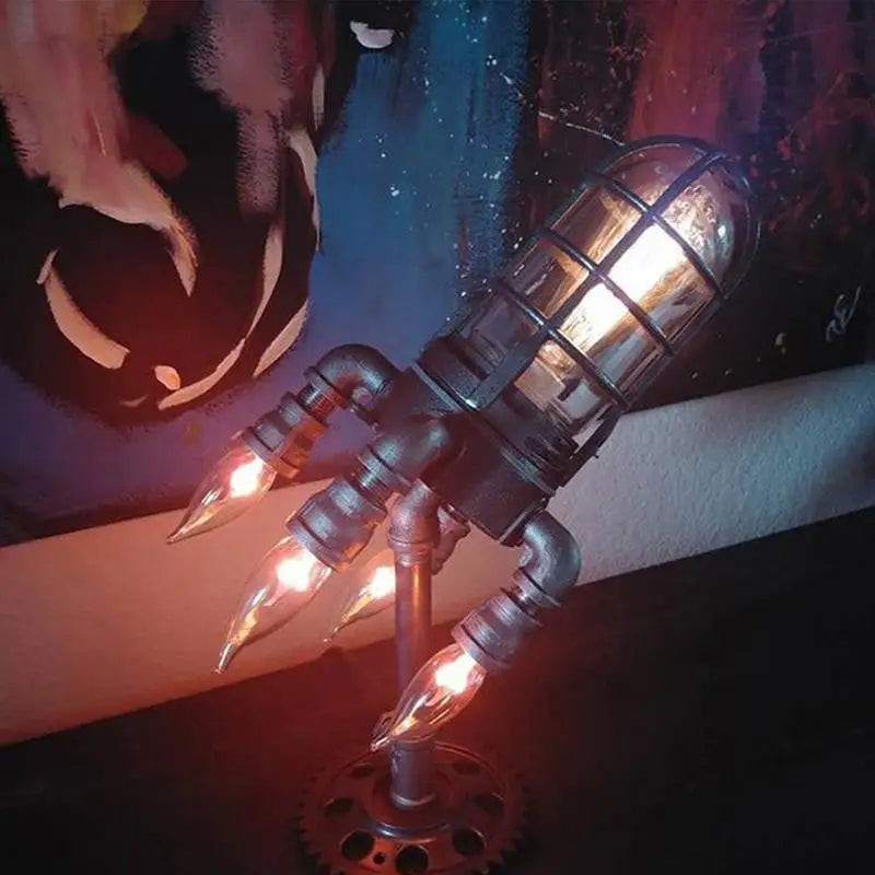 Steampunk Rocket Lamp