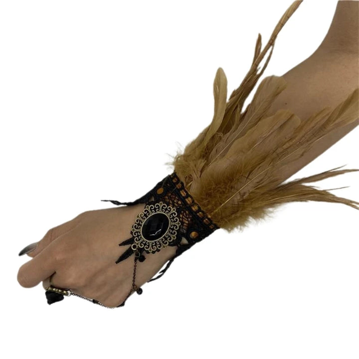 Steampunk Gloves with Feathers
