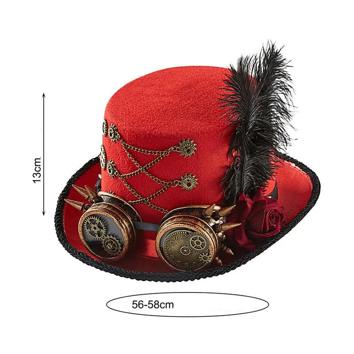 Steampunk Hat with Rose Flower and Feathers