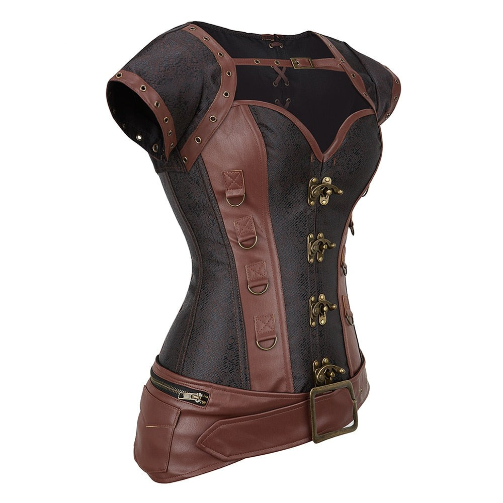 Steampunk Leather Corset with Belt