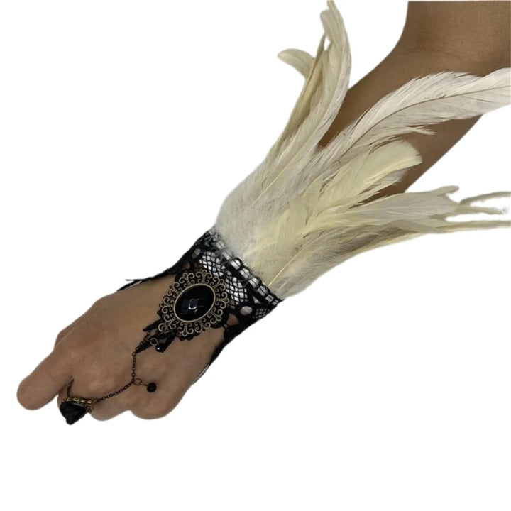 Steampunk Gloves with Feathers