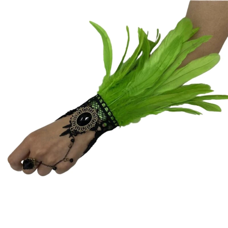 Steampunk Gloves with Feathers